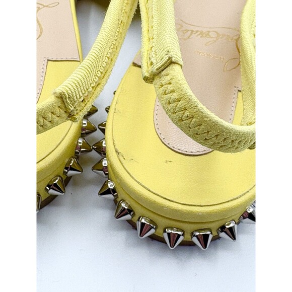 Christian Louboutin Yellow Hall Sling Spiked Slingback Flats Leather Sz EU 36 6 - Picture 11 of 11